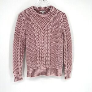 LL Bean Signature‎ Sweater Womens S Pink Cable Knit Preppy Academia Old Money